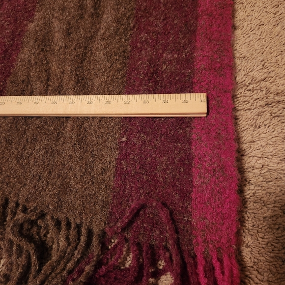 SUNDAYS Poncho Sweater One Size Pink Brown Draped Alpaca Luxury Made Peru - Picture 11 of 11